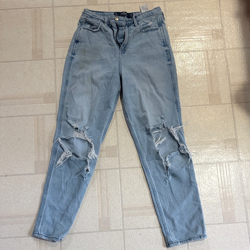 Hollister High Rise Light Blue Distressed Jeans